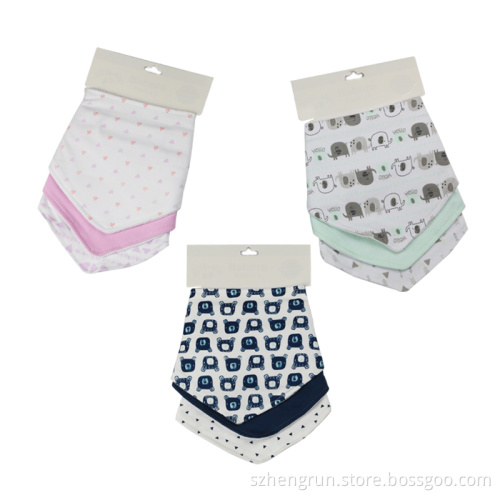 3-Pack Printed &Embroidery Baby Bibs, 100% Cotton